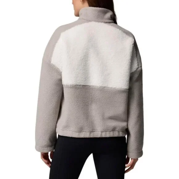 Columbia NWT Women's Long Sleeve Cropped Fleece Pullover, XL, Gray/White - Picture 5 of 16
